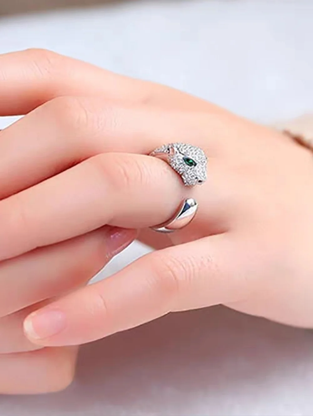 Luxury Inspired Panther Ring 925 Sterling Silver Cubic Zirconia Statement Piece
